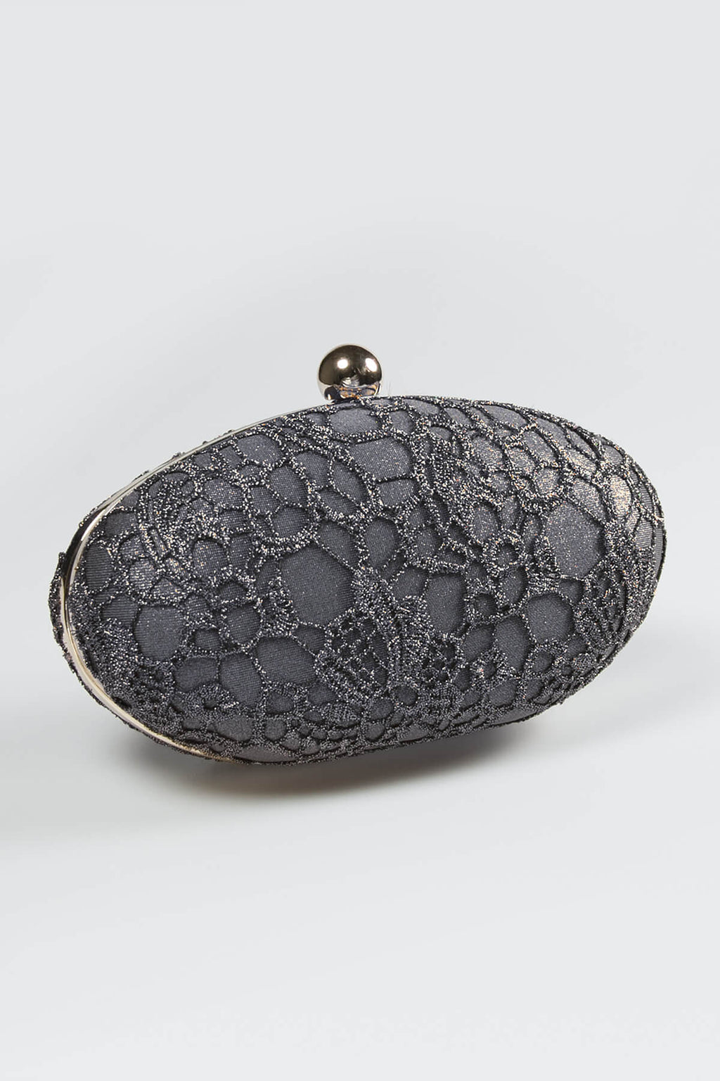 Metallic Lace Overlay Clutch in Duchess Grey