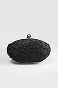 Guipure Lace Oval Clutch in Black