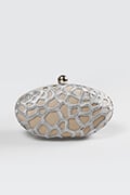 Guipure Lace Oval Clutch in Duchess Grey