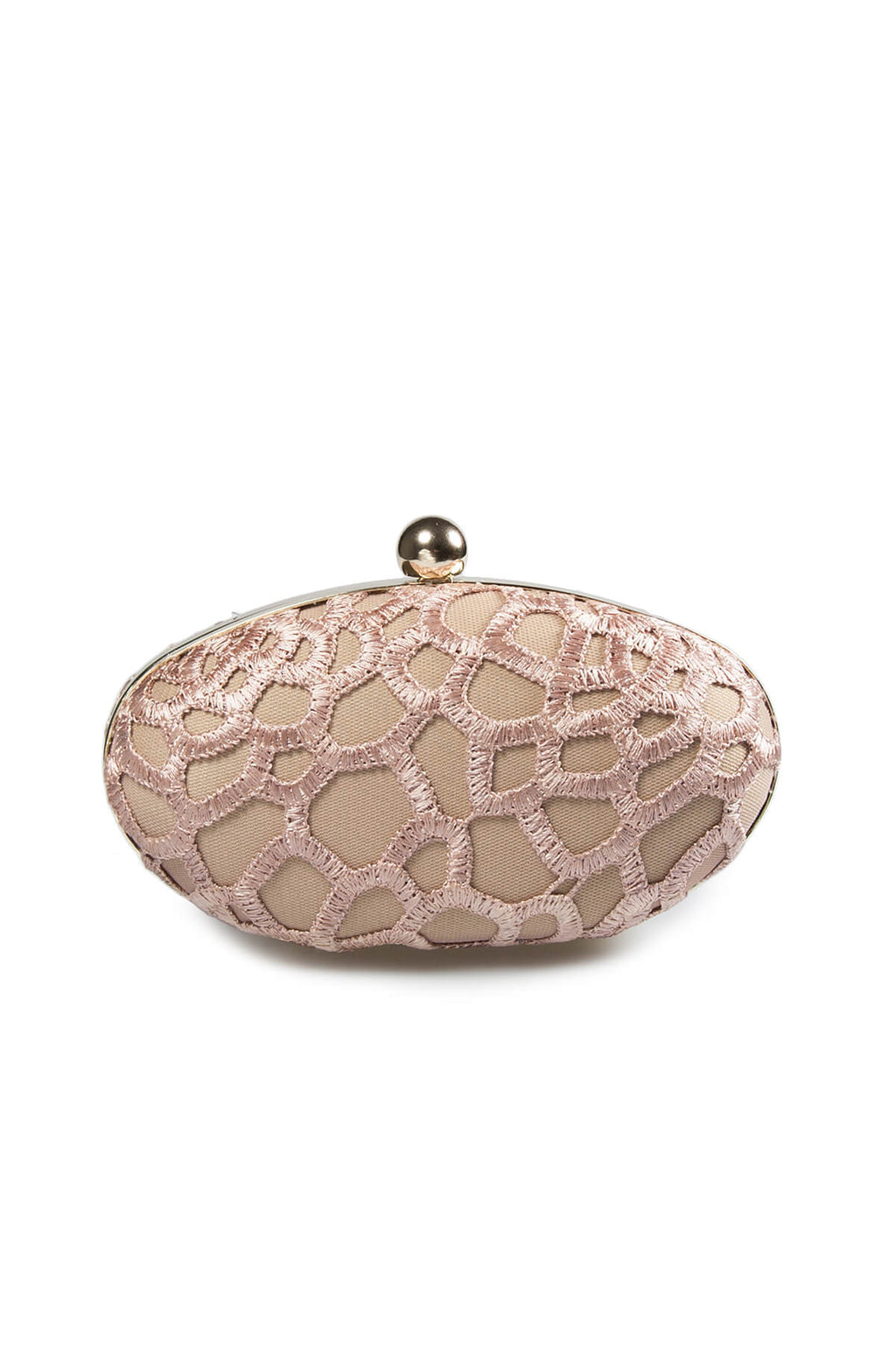 Guipure Lace Oval Clutch in Mauve