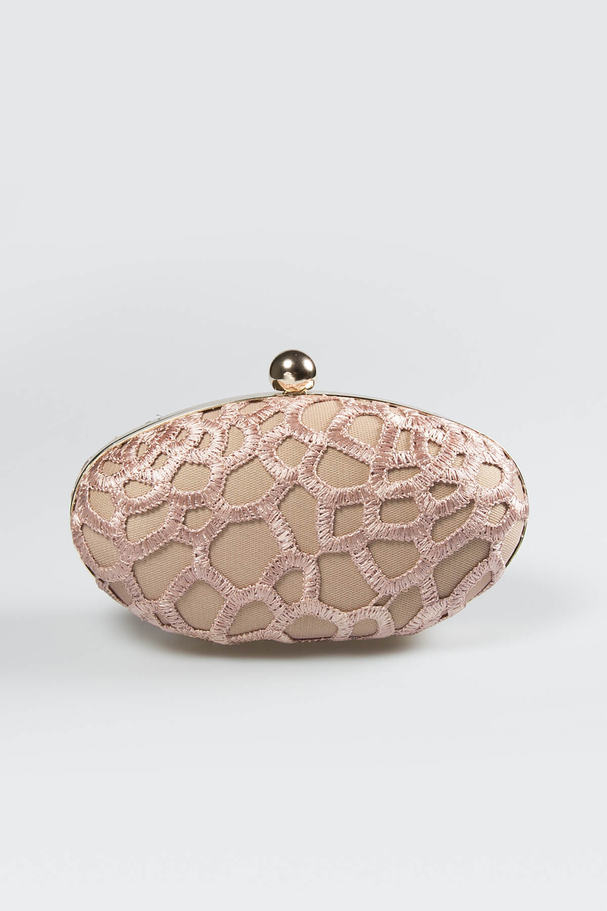 Guipure Lace Oval Clutch in Mauve