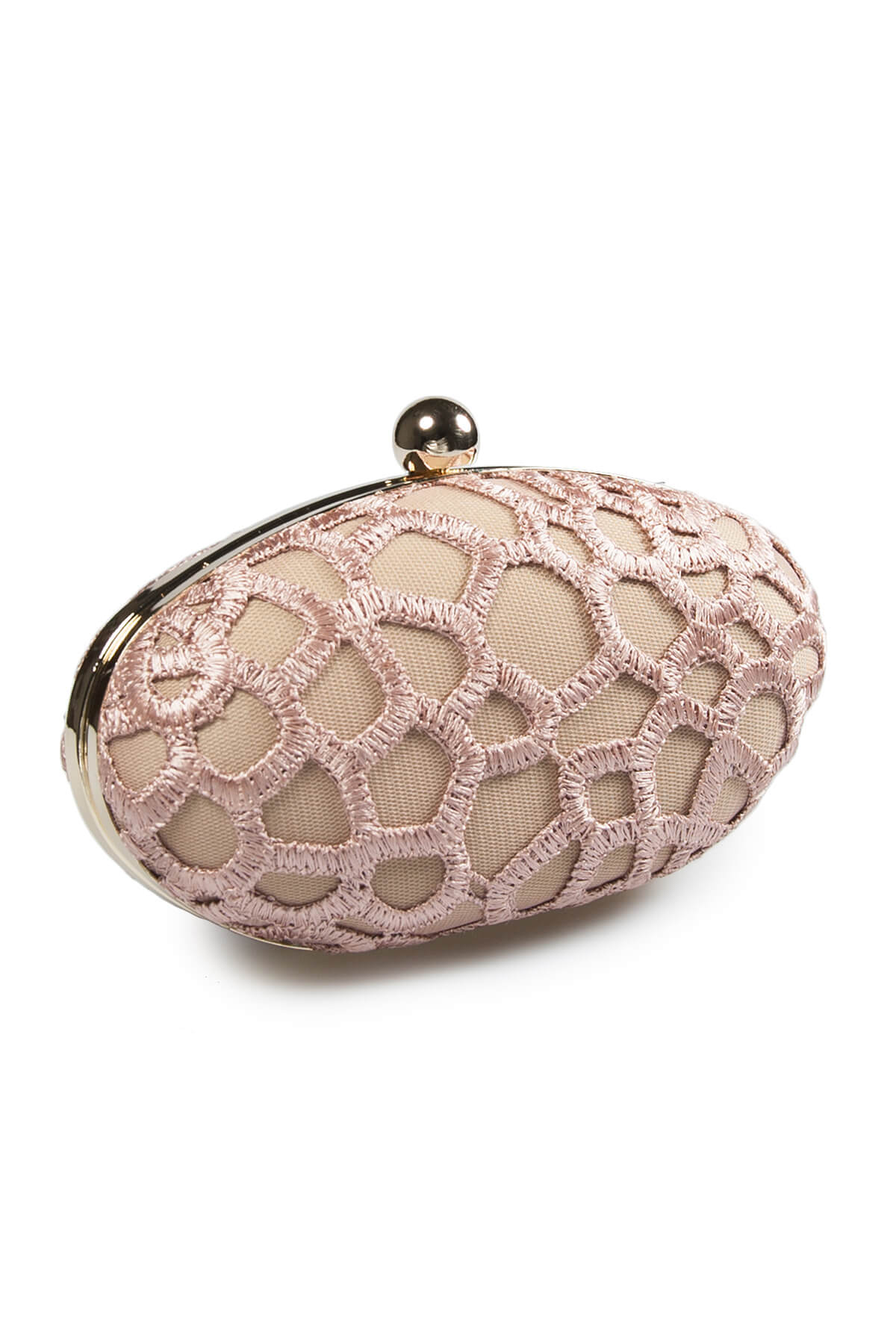 Guipure Lace Oval Clutch in Mauve