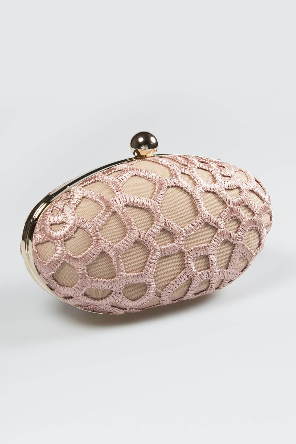 Guipure Lace Oval Clutch in Mauve