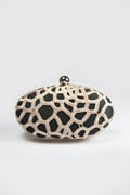 Guipure Lace Oval Clutch in Rose Taupe