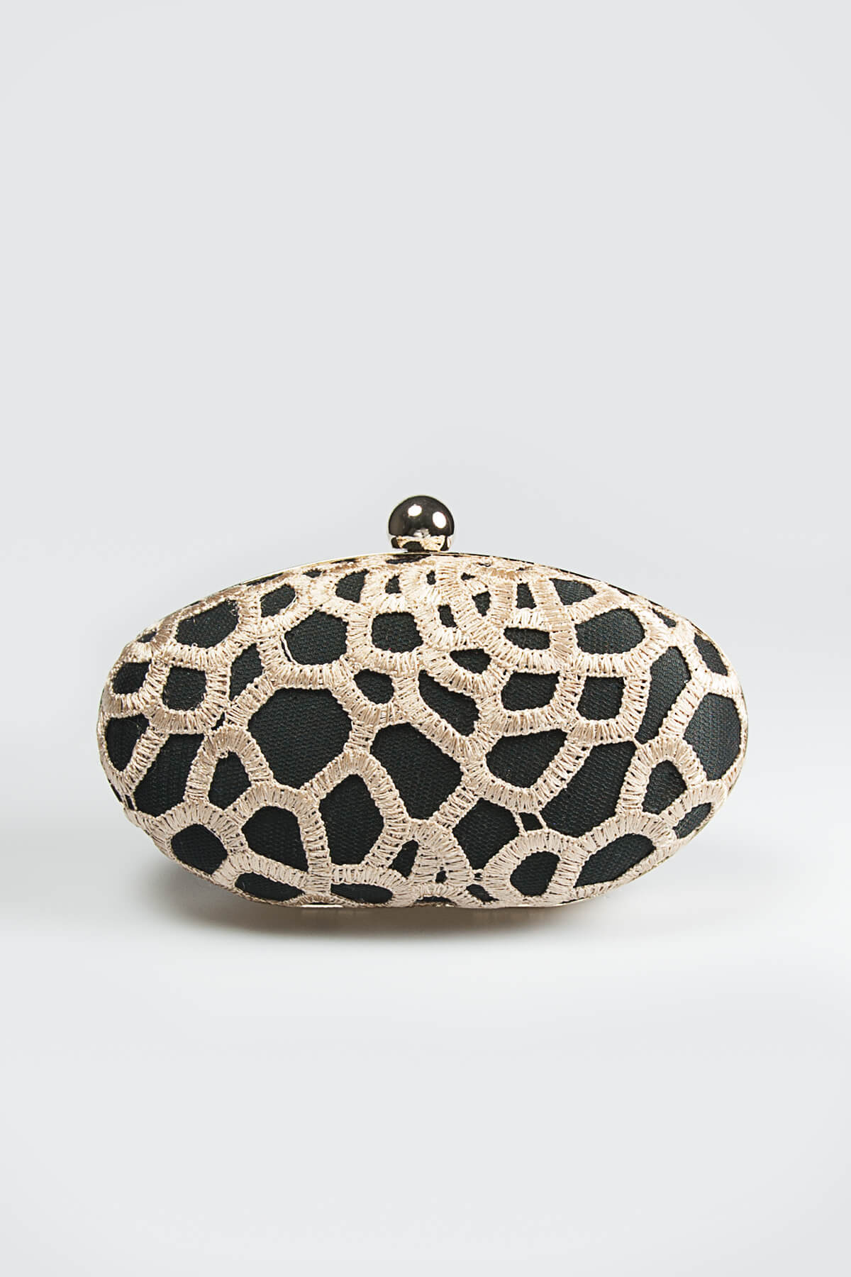 Guipure Lace Oval Clutch in Rose Taupe