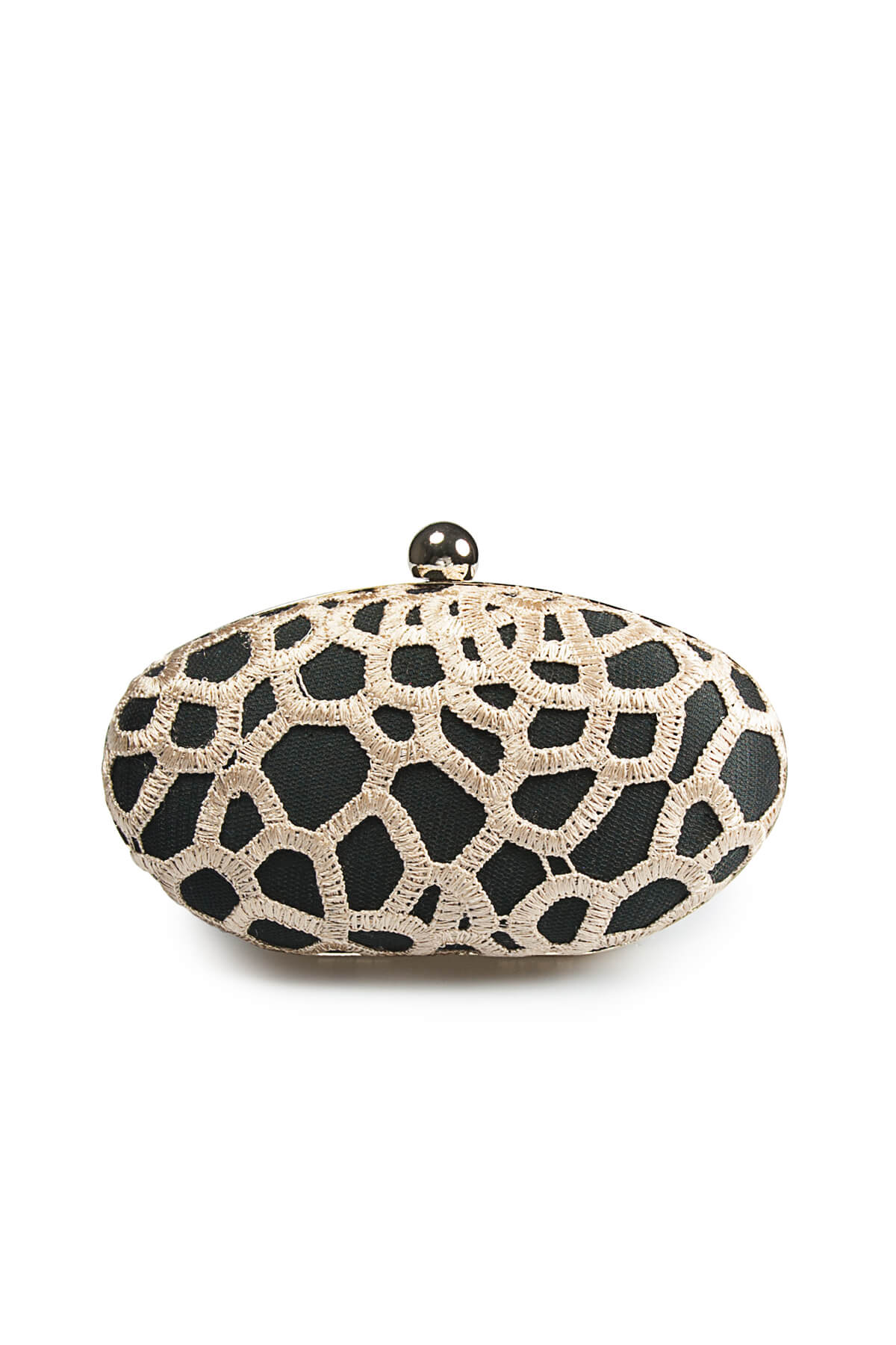 Guipure Lace Oval Clutch in Rose Taupe