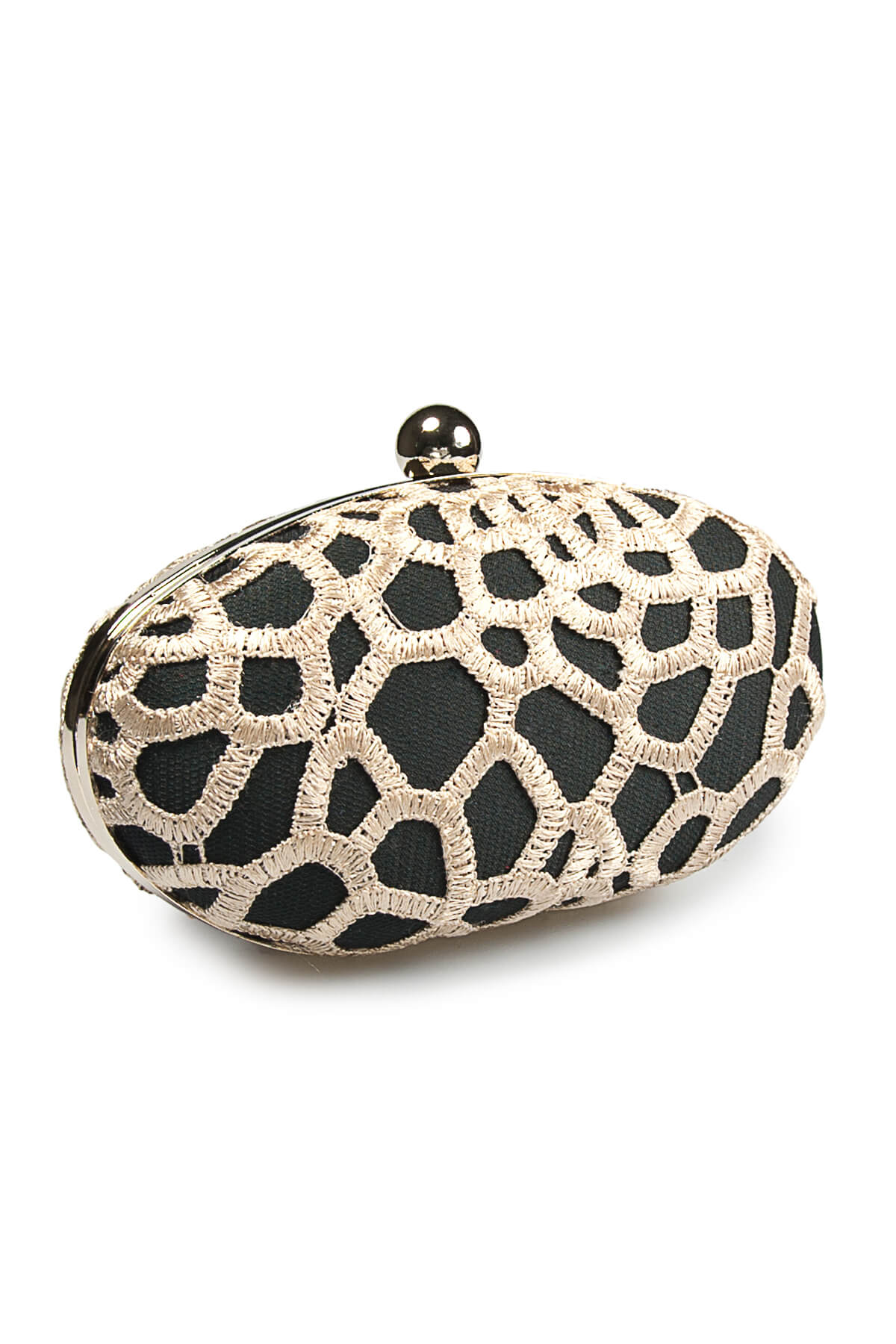 Guipure Lace Oval Clutch in Rose Taupe