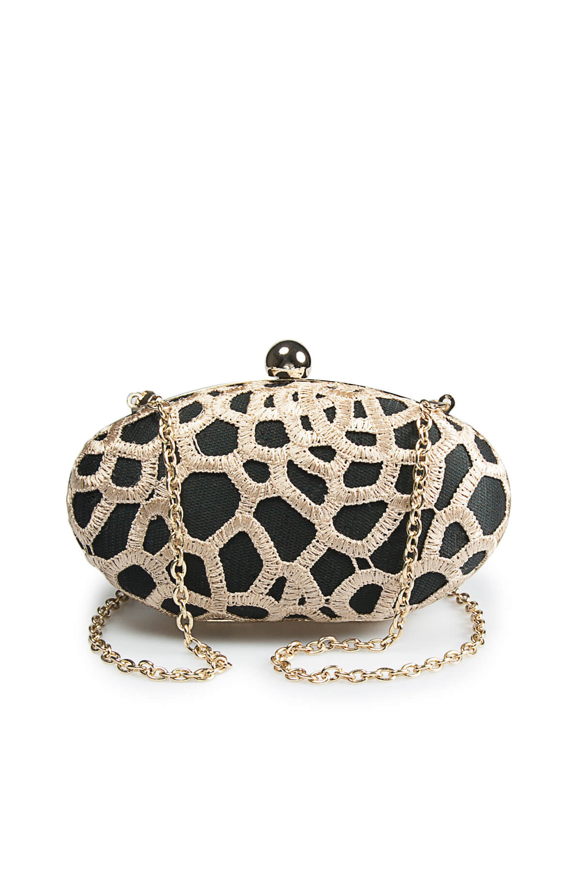 Guipure Lace Oval Clutch in Rose Taupe