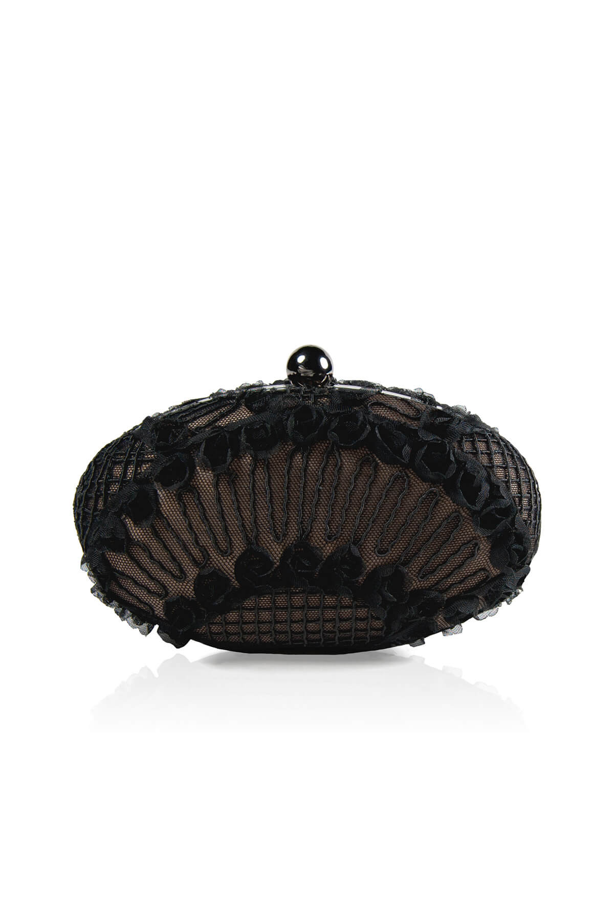 Rosette Scallop and Corded Tulle Oval Clutch