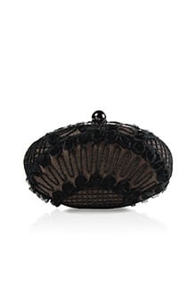 Rosette Scallop and Corded Tulle Oval Clutch