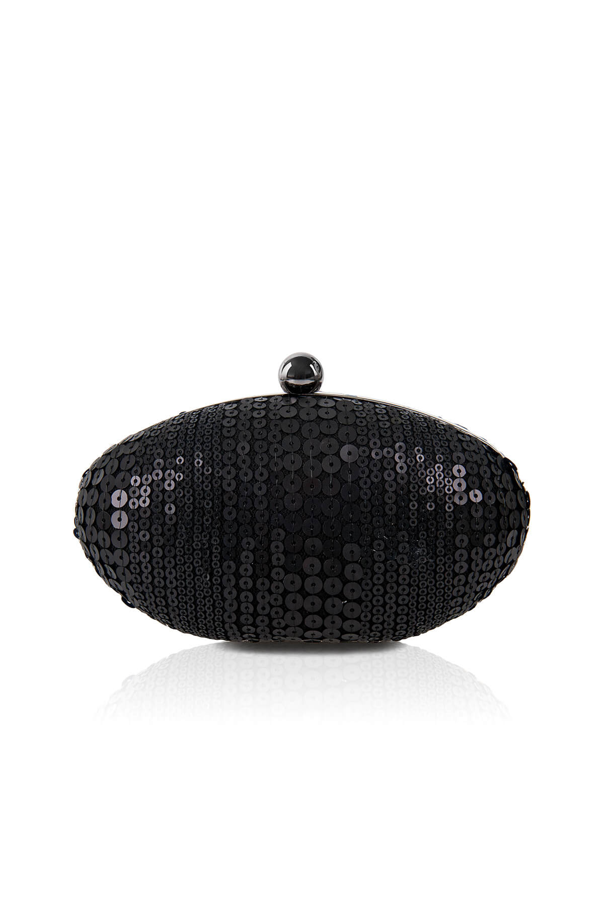 Sequin Embroidered Tulle Oval Clutch