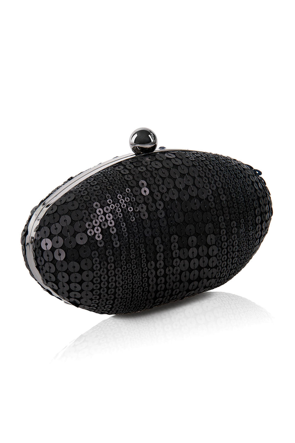 Sequin Embroidered Tulle Oval Clutch