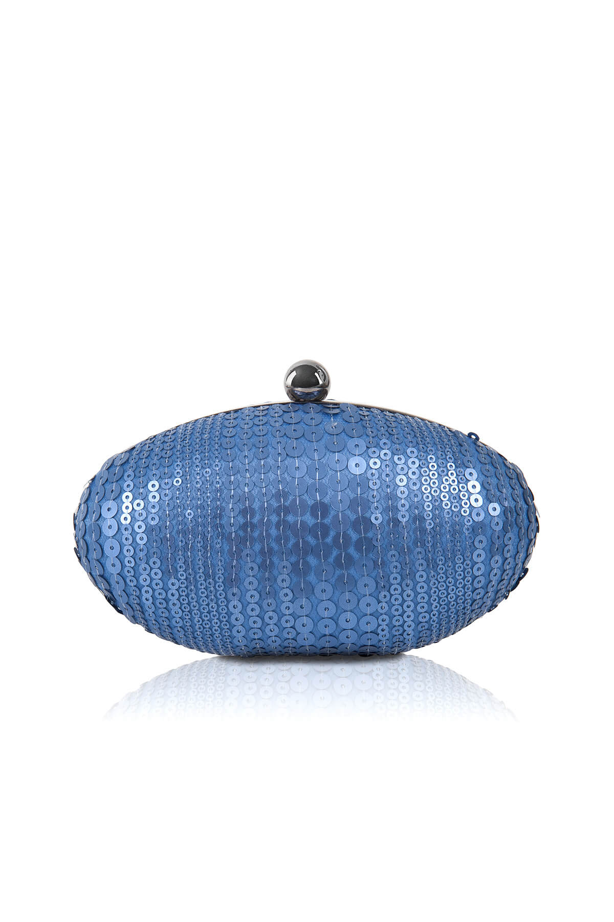 Sequin Embroidered Tulle Oval Clutch