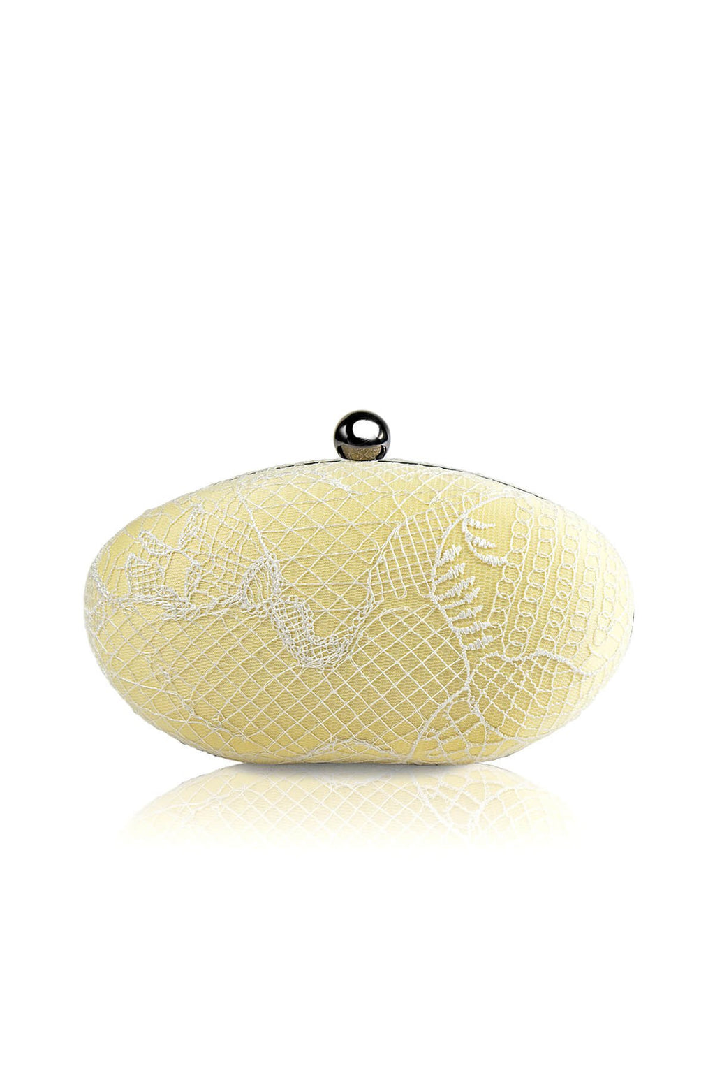 Embroidered Tulle Oval Clutch