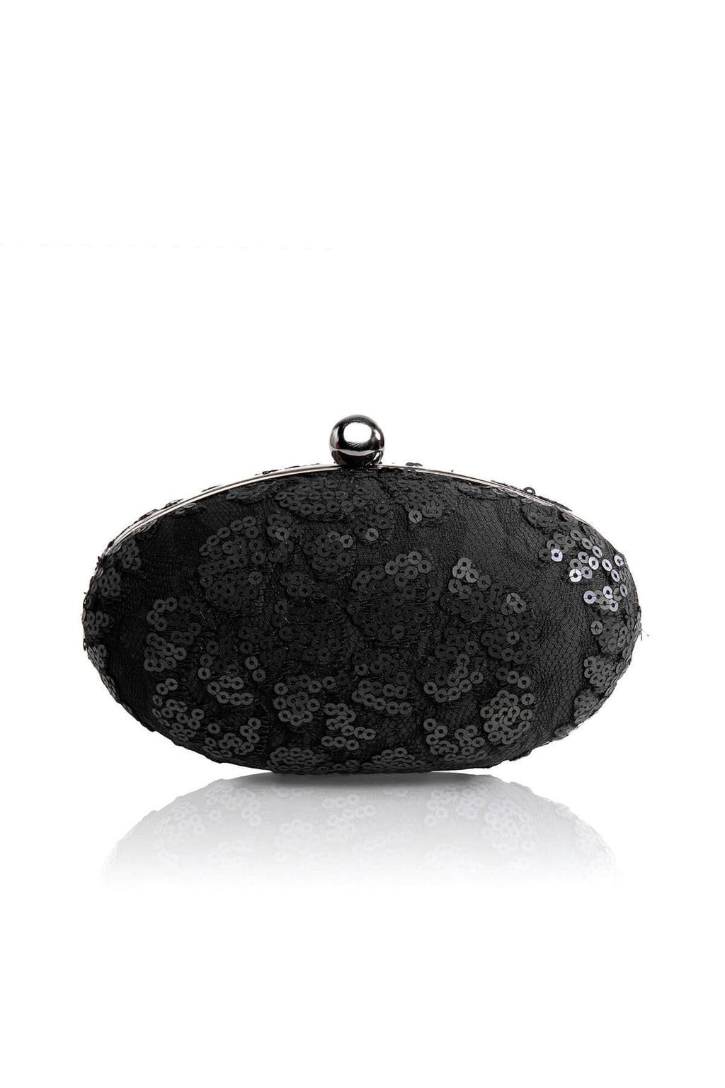 Paillette Embroidered Lace Oval Clutch