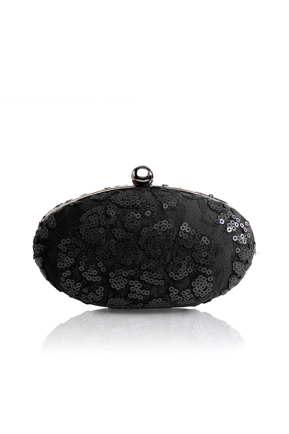 Paillette Embroidered Lace Oval Clutch