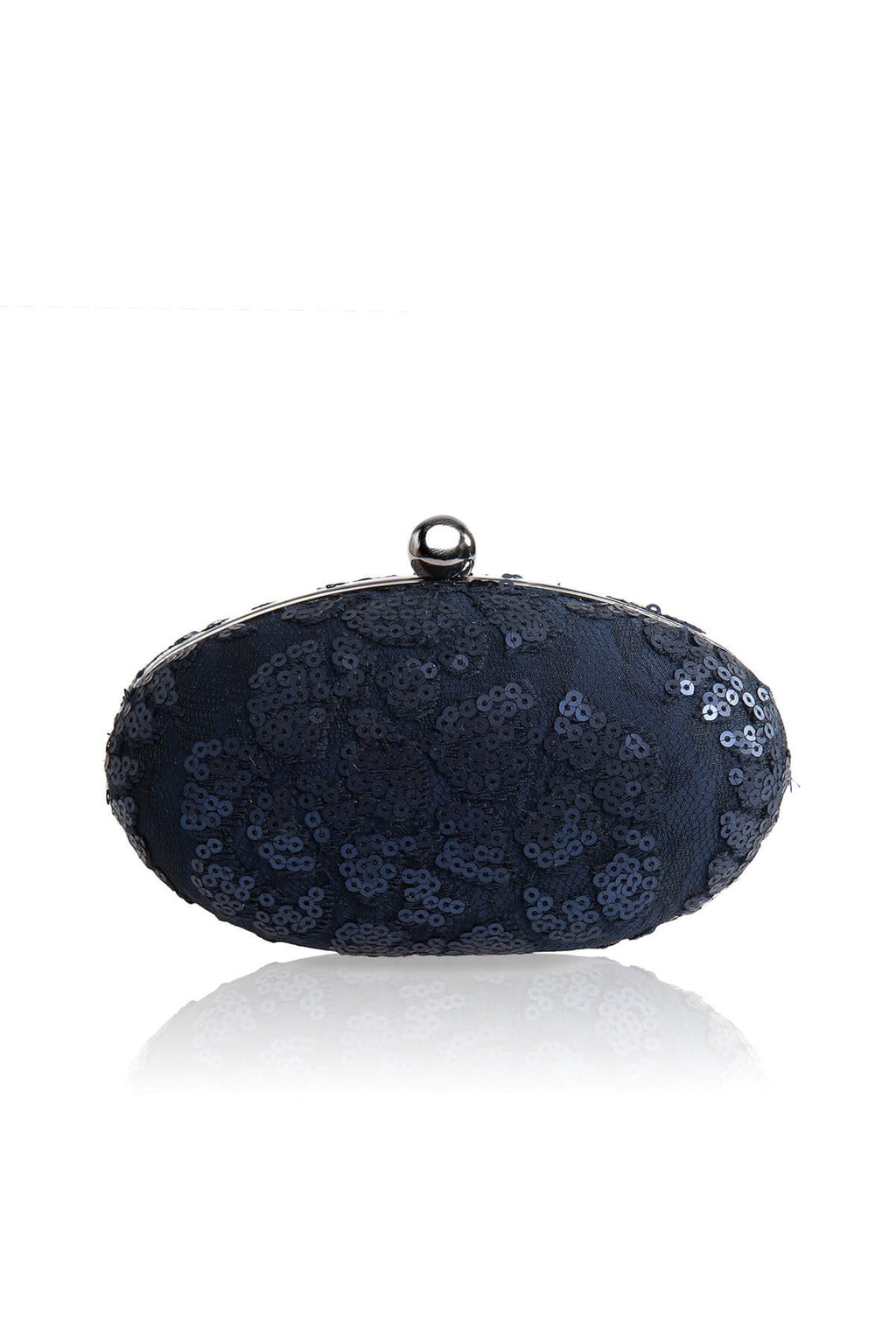 Paillette Embroidered Lace Oval Clutch