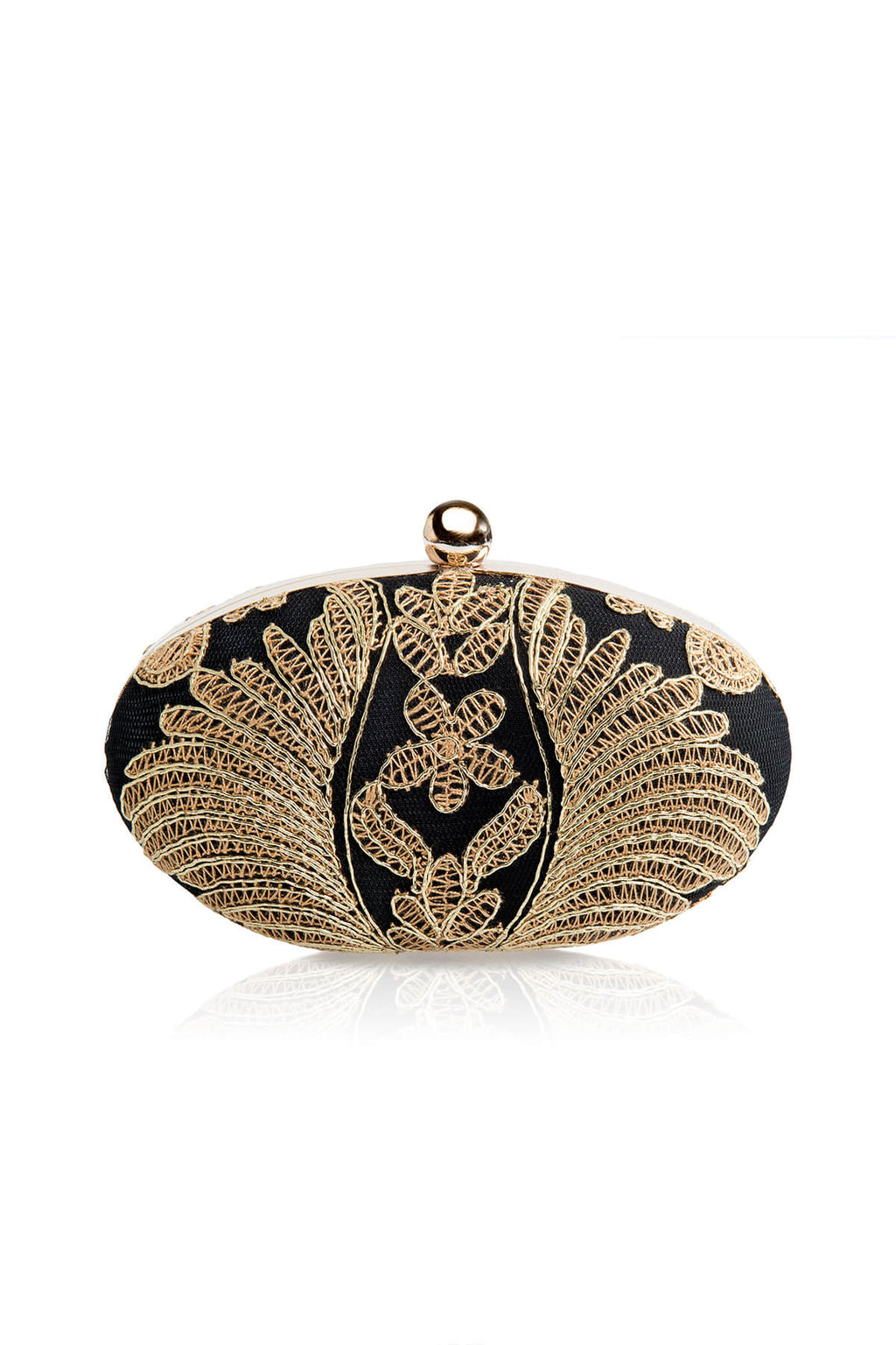 Corded Embroidery on Tulle Oval Clutch