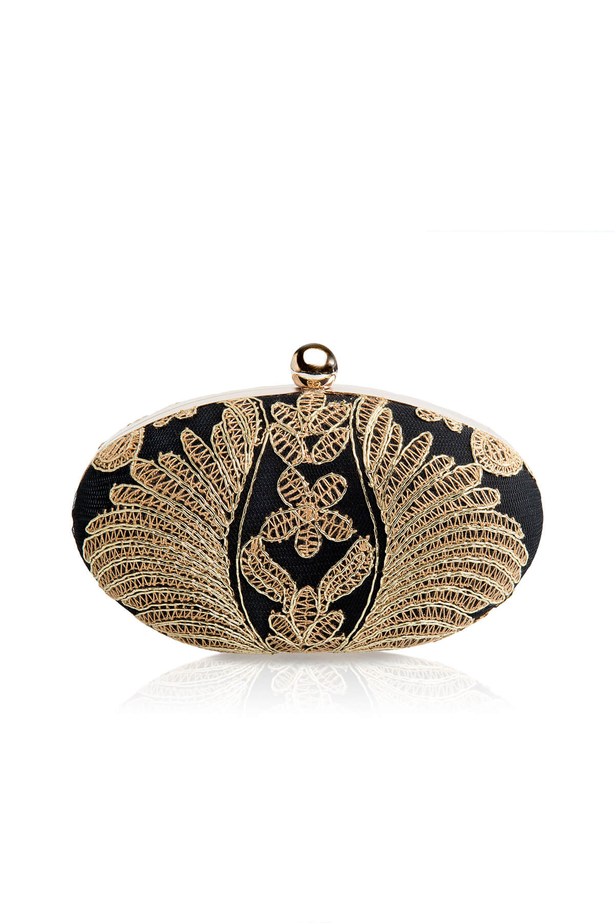 Corded Embroidery on Tulle Oval Clutch