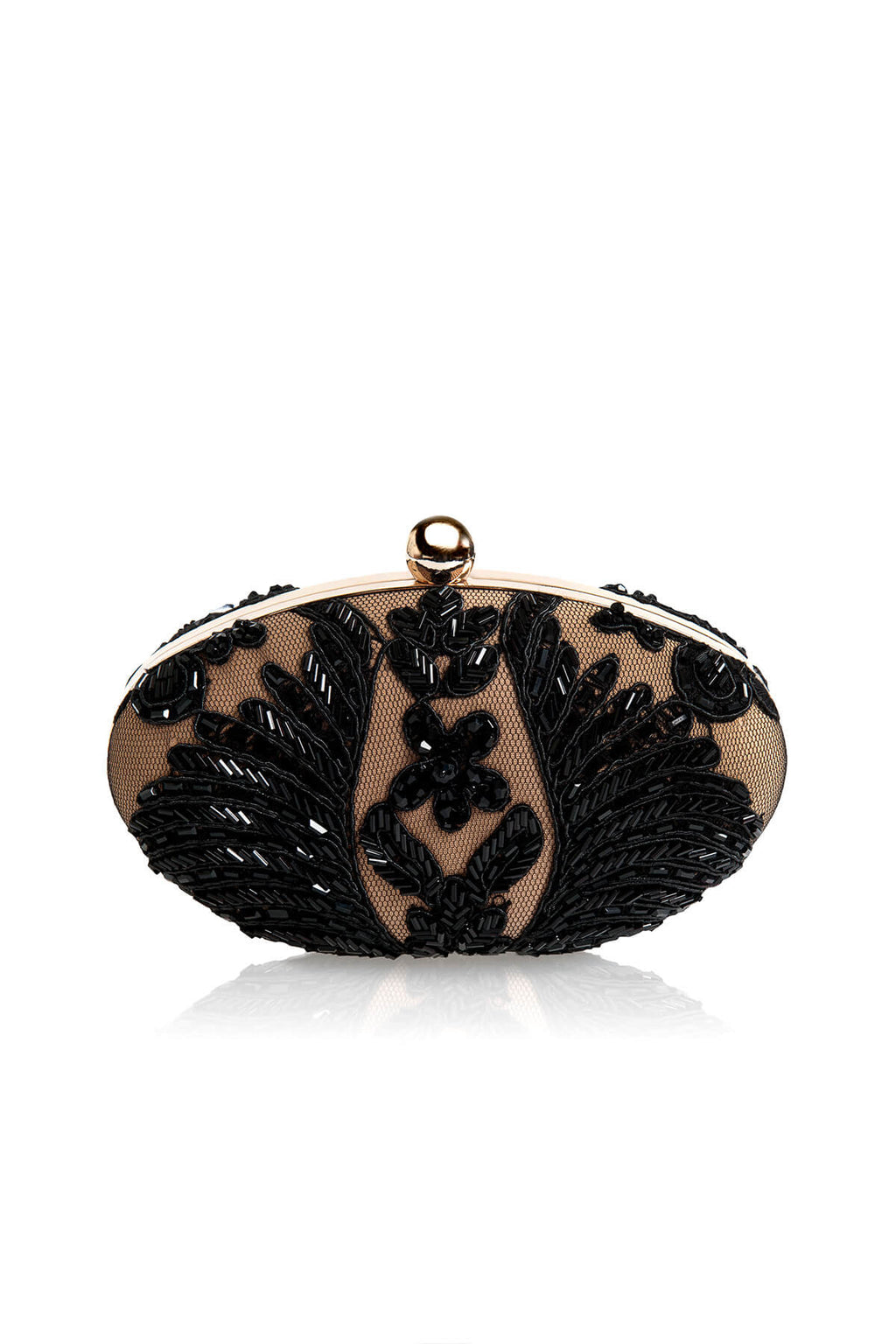 Hand Beaded Corded Embroidery Oval Clutch