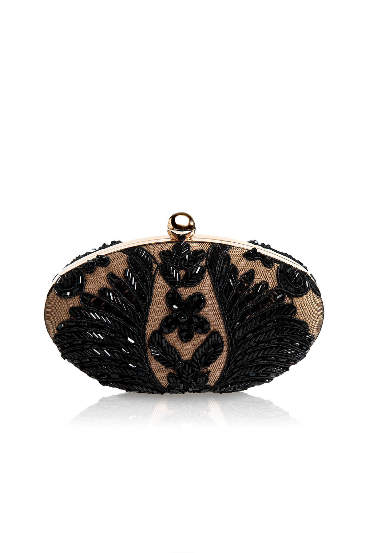 Hand Beaded Corded Embroidery Oval Clutch