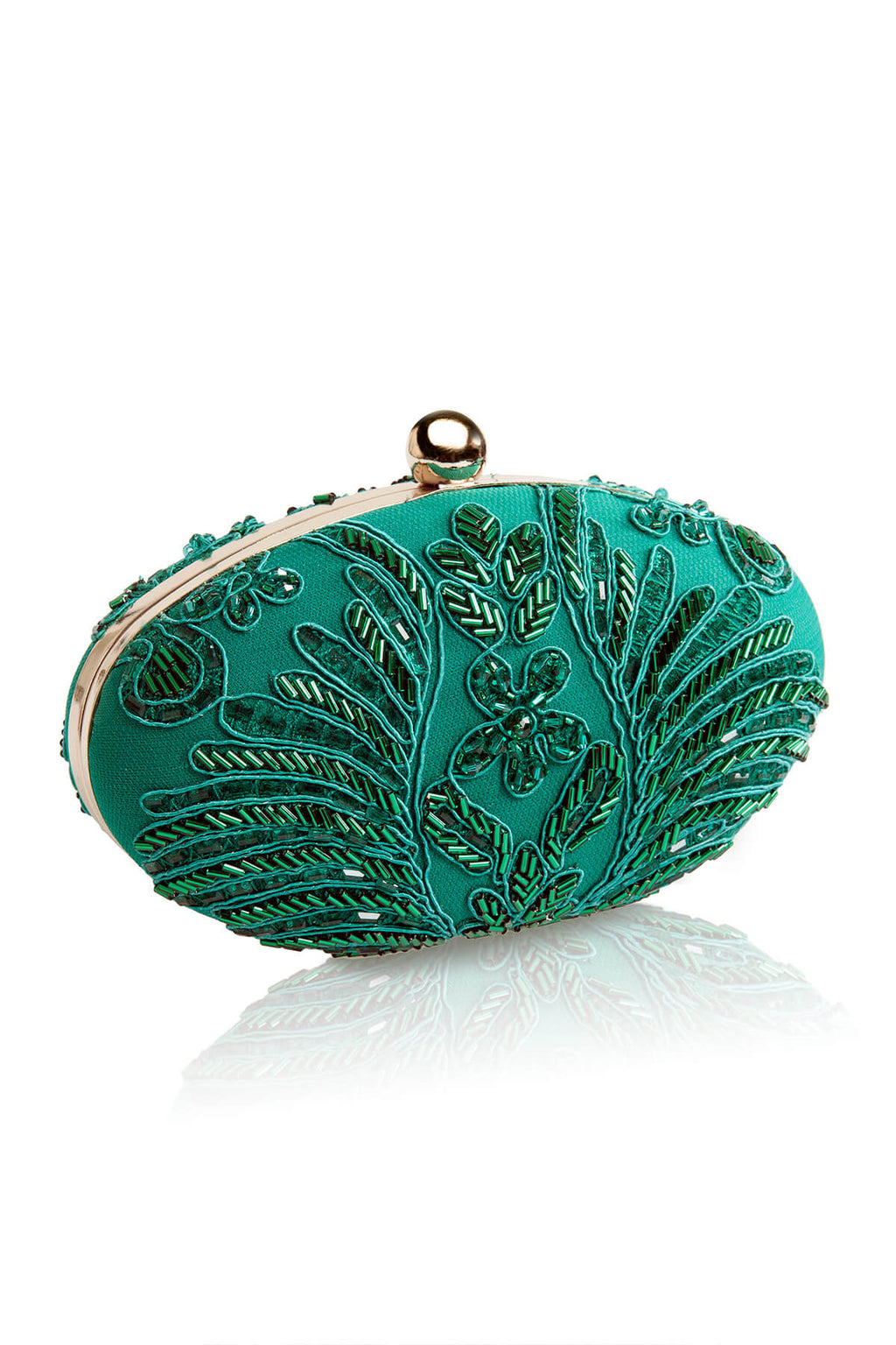Hand Beaded Corded Embroidery Oval Clutch