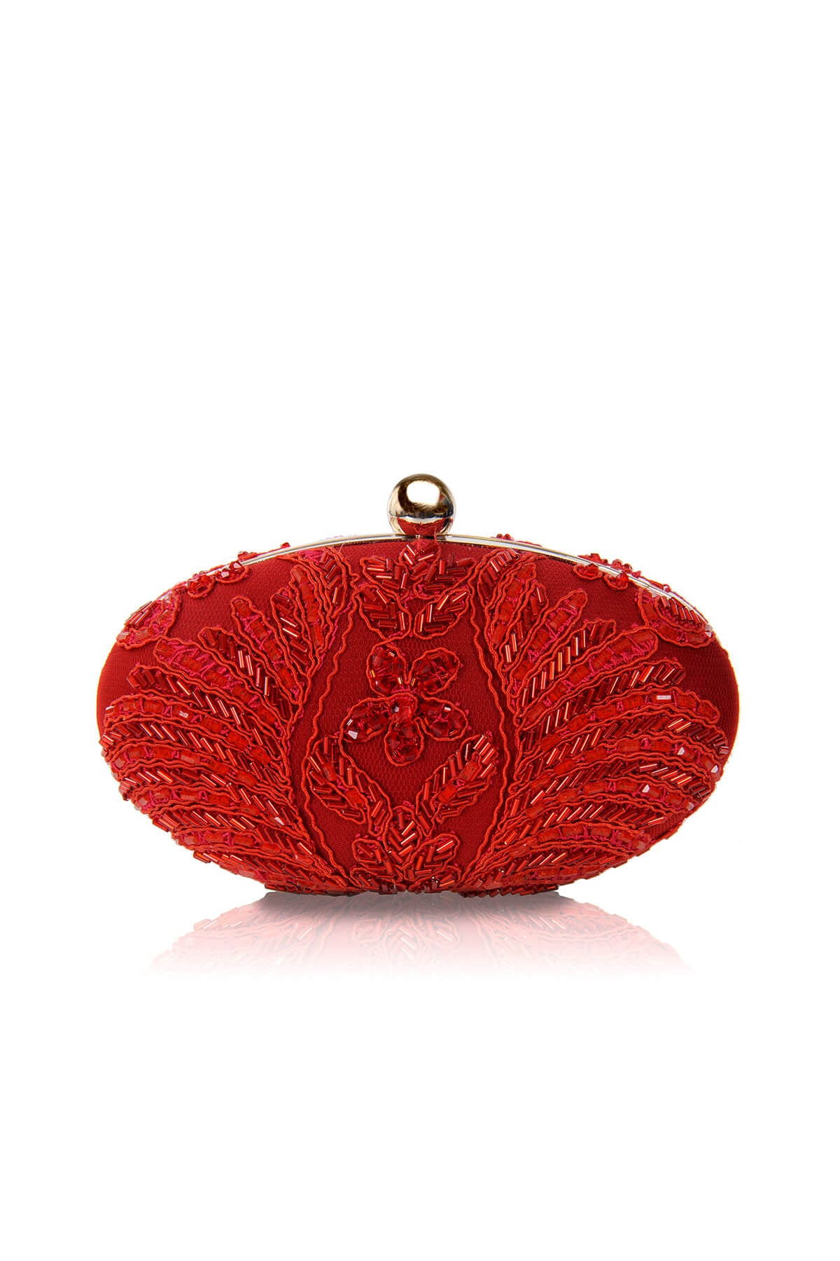 Hand Beaded Corded Embroidery Oval Clutch