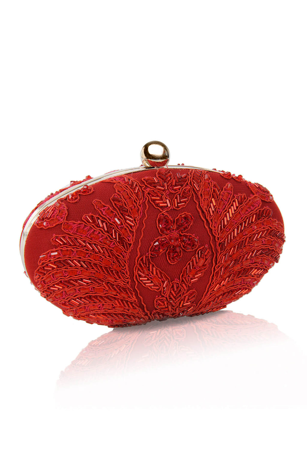 Hand Beaded Corded Embroidery Oval Clutch