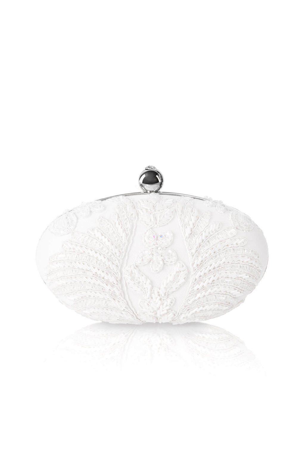 Hand Beaded Corded Embroidery Oval Clutch