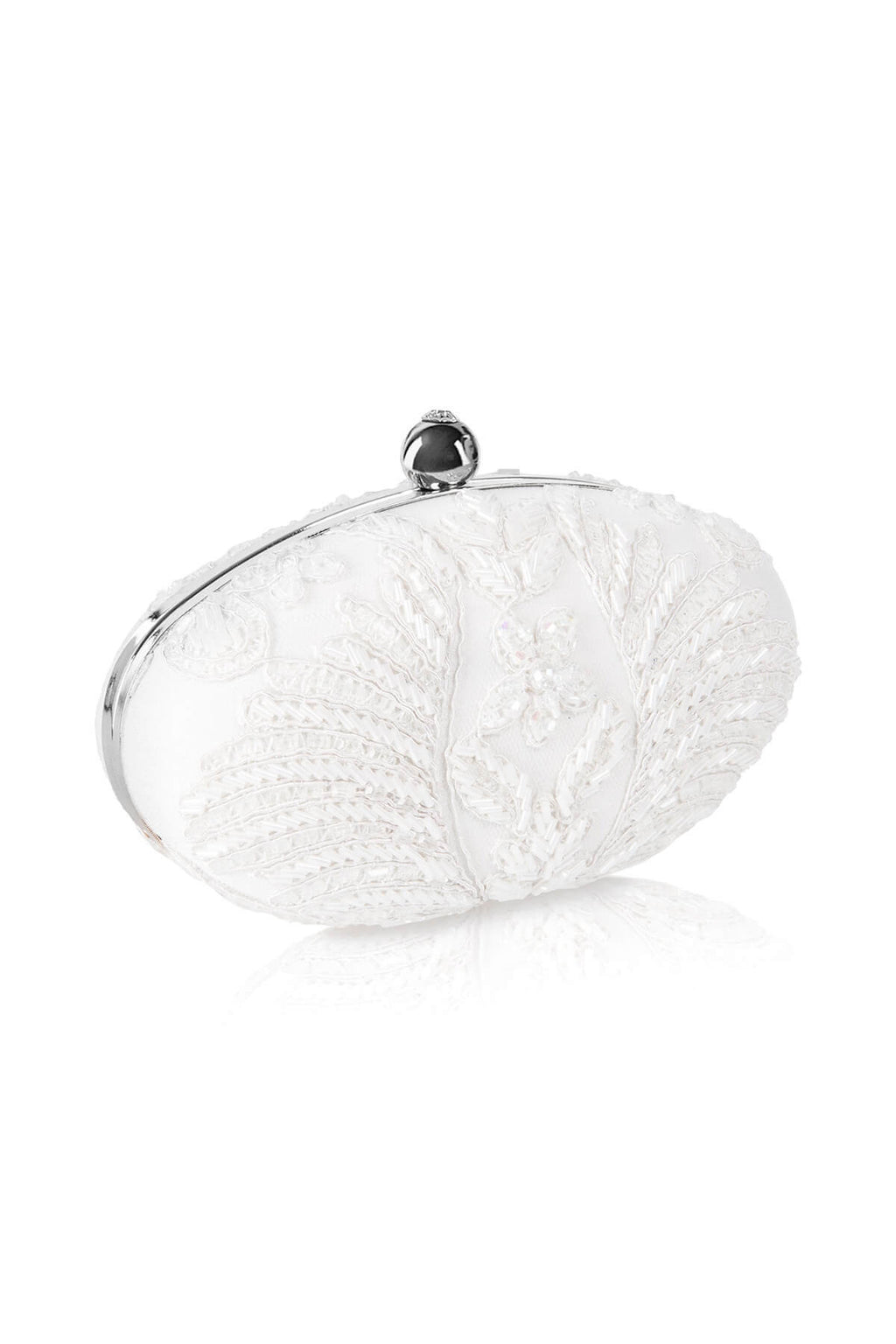 Hand Beaded Corded Embroidery Oval Clutch