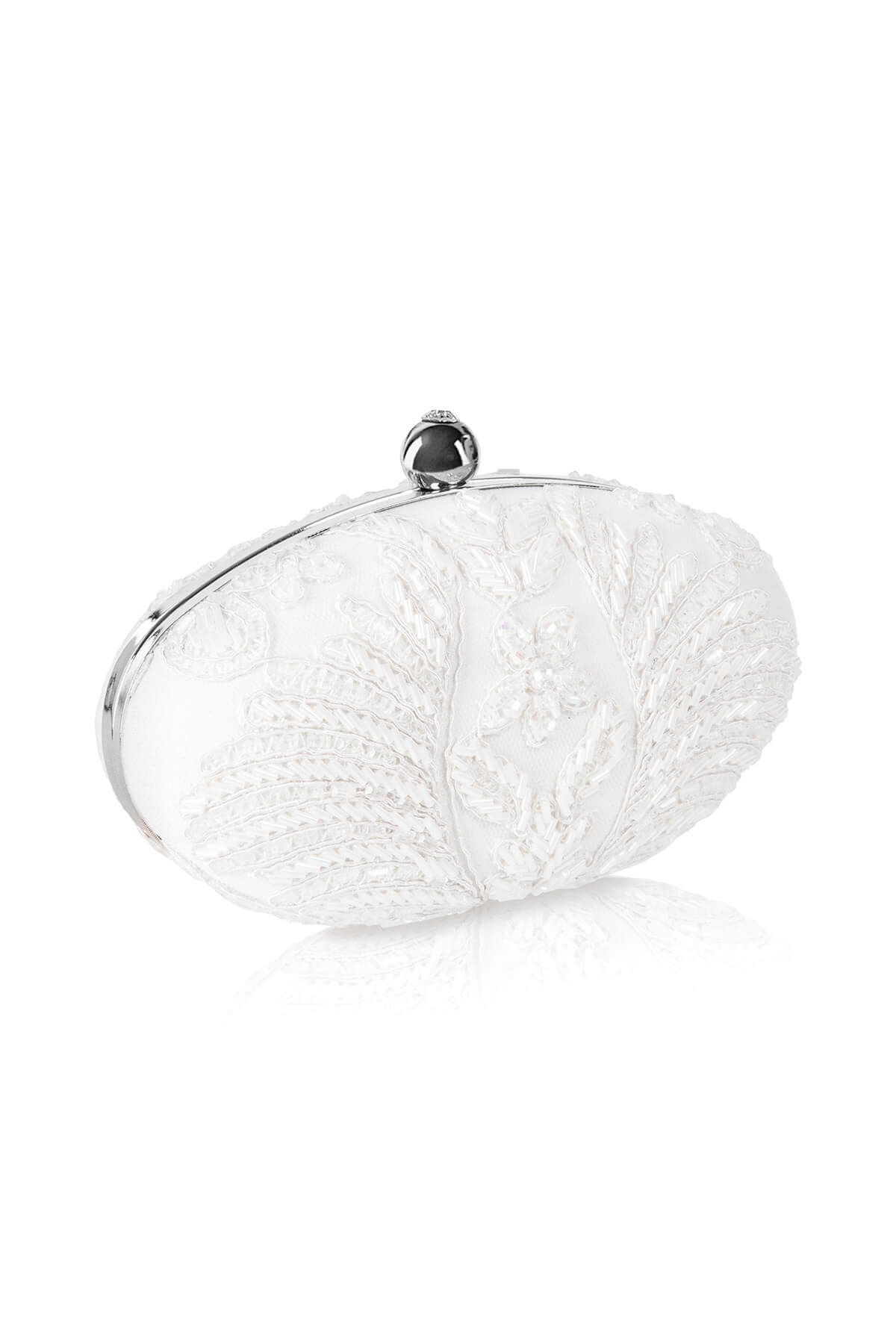 Hand Beaded Corded Embroidery Oval Clutch