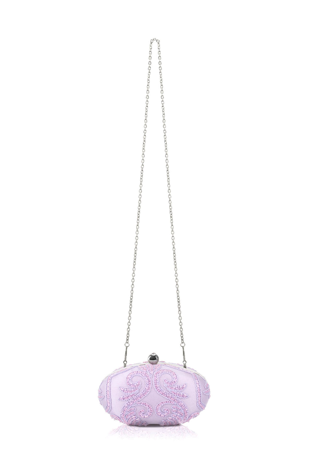 Tadashi Shoji - Beaded Embroidered Tulle Oval Clutch