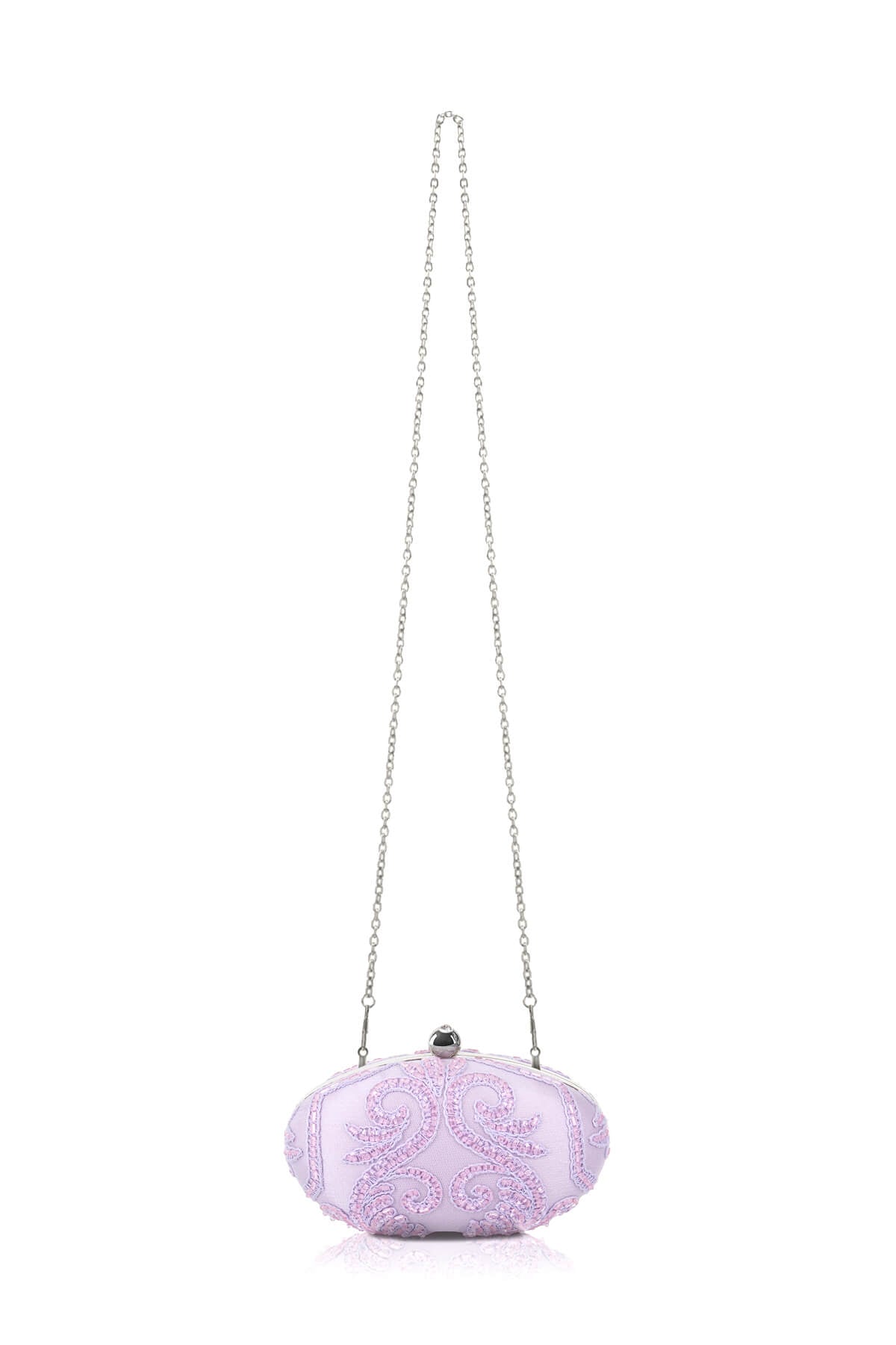 Tadashi Shoji - Beaded Embroidered Tulle Oval Clutch