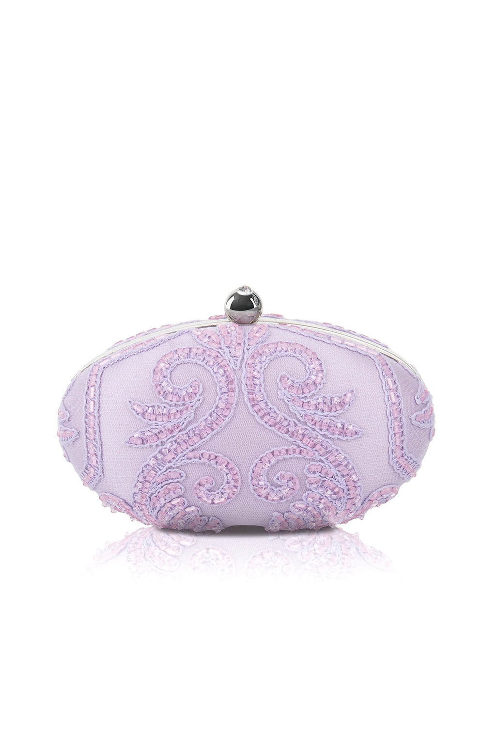 Tadashi Shoji - Beaded Embroidered Tulle Oval Clutch