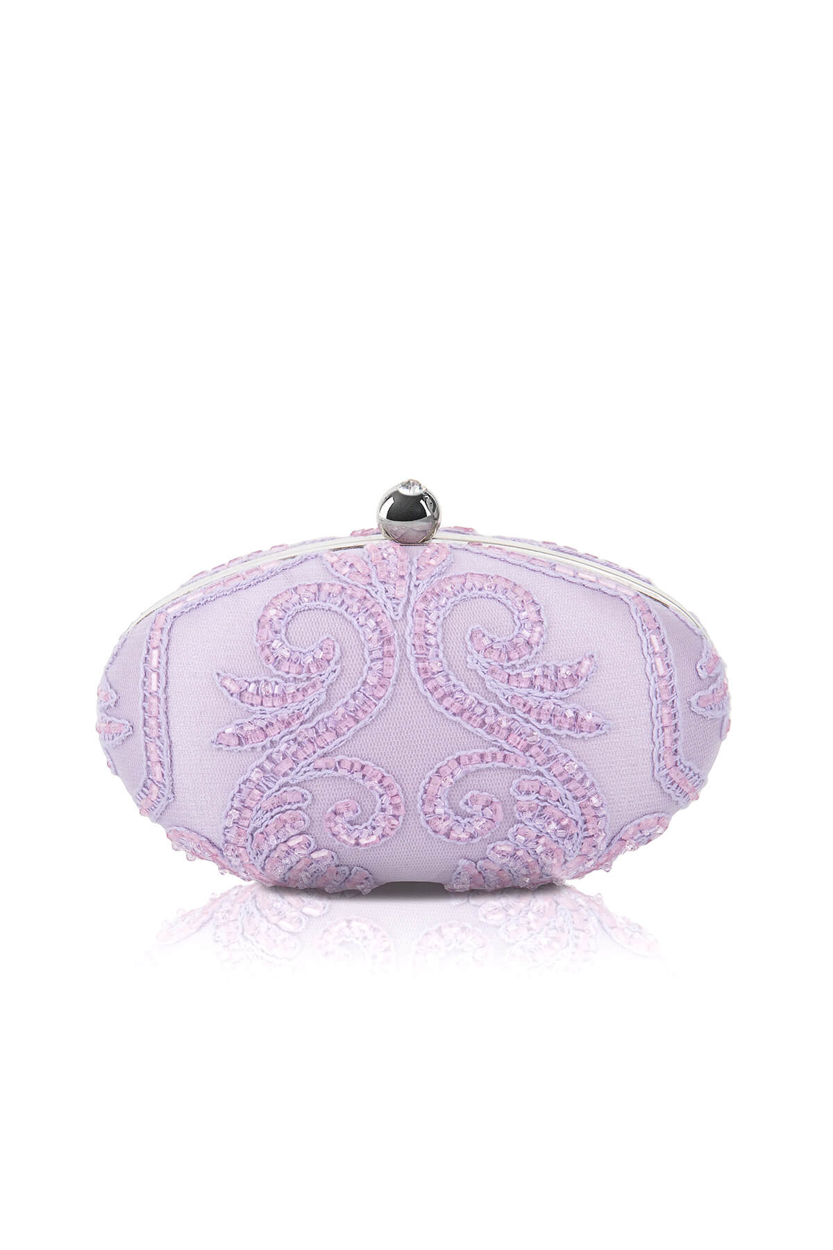 Tadashi Shoji - Beaded Embroidered Tulle Oval Clutch