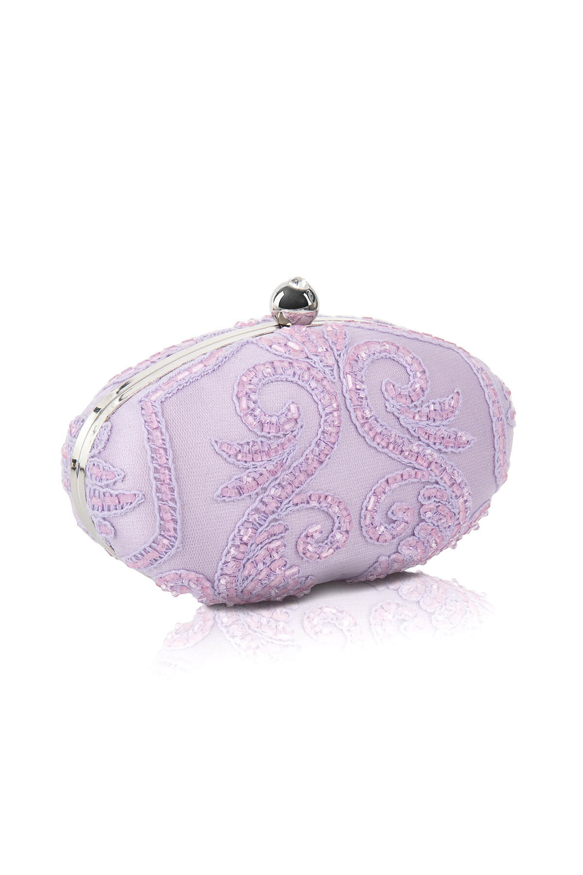 Tadashi Shoji - Beaded Embroidered Tulle Oval Clutch