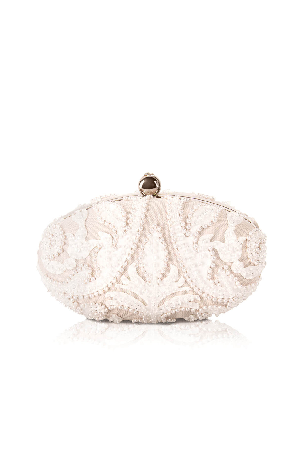 Tadashi Shoji - Beaded Laser Cut Embroidery Oval Clutch