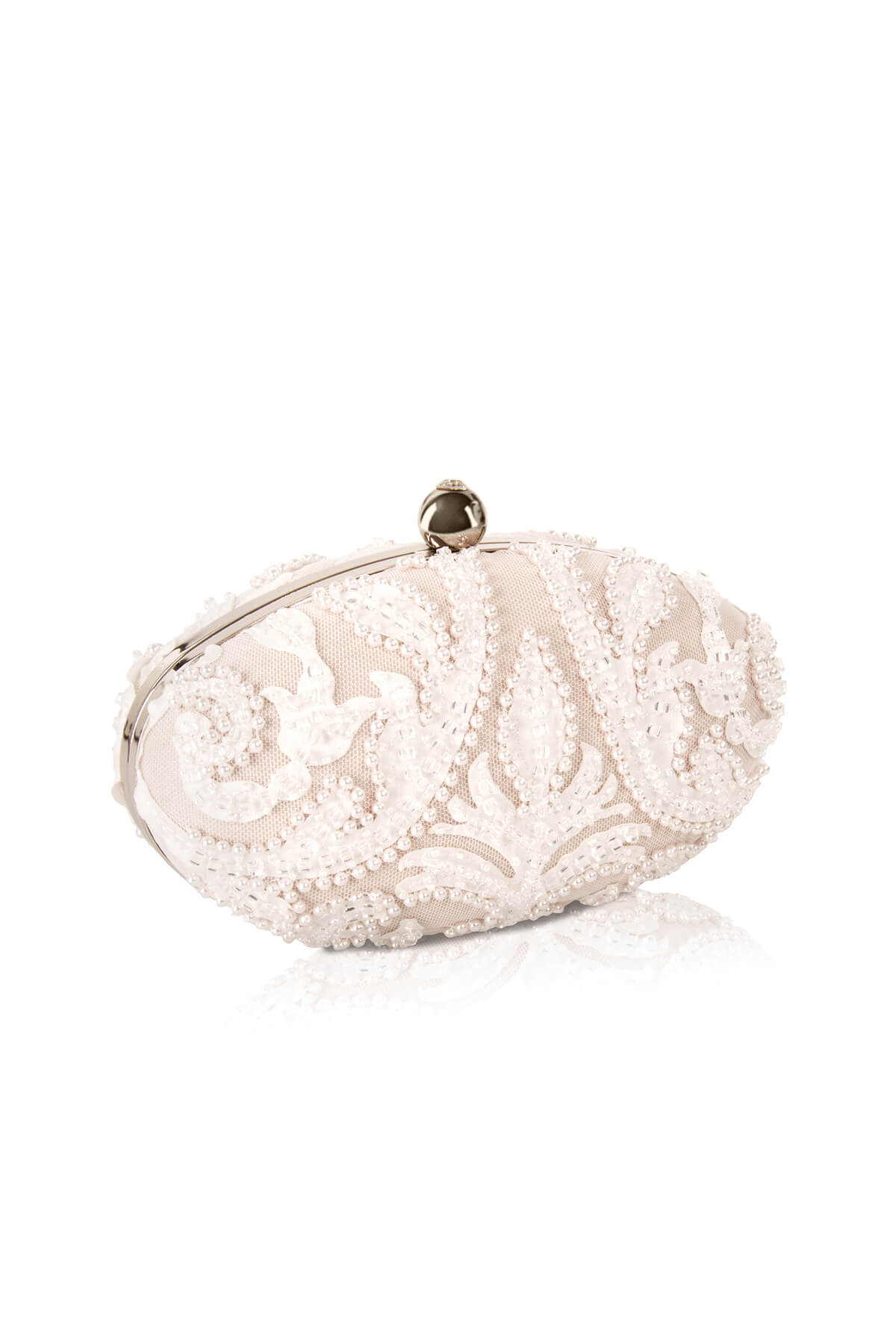 Tadashi Shoji - Beaded Laser Cut Embroidery Oval Clutch