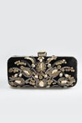 Beaded Washed Velvet Box Clutch