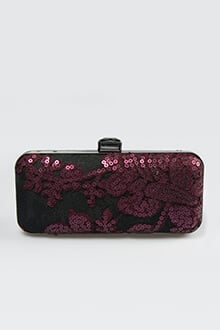 Sequin Embellished Box Clutch in Auburn
