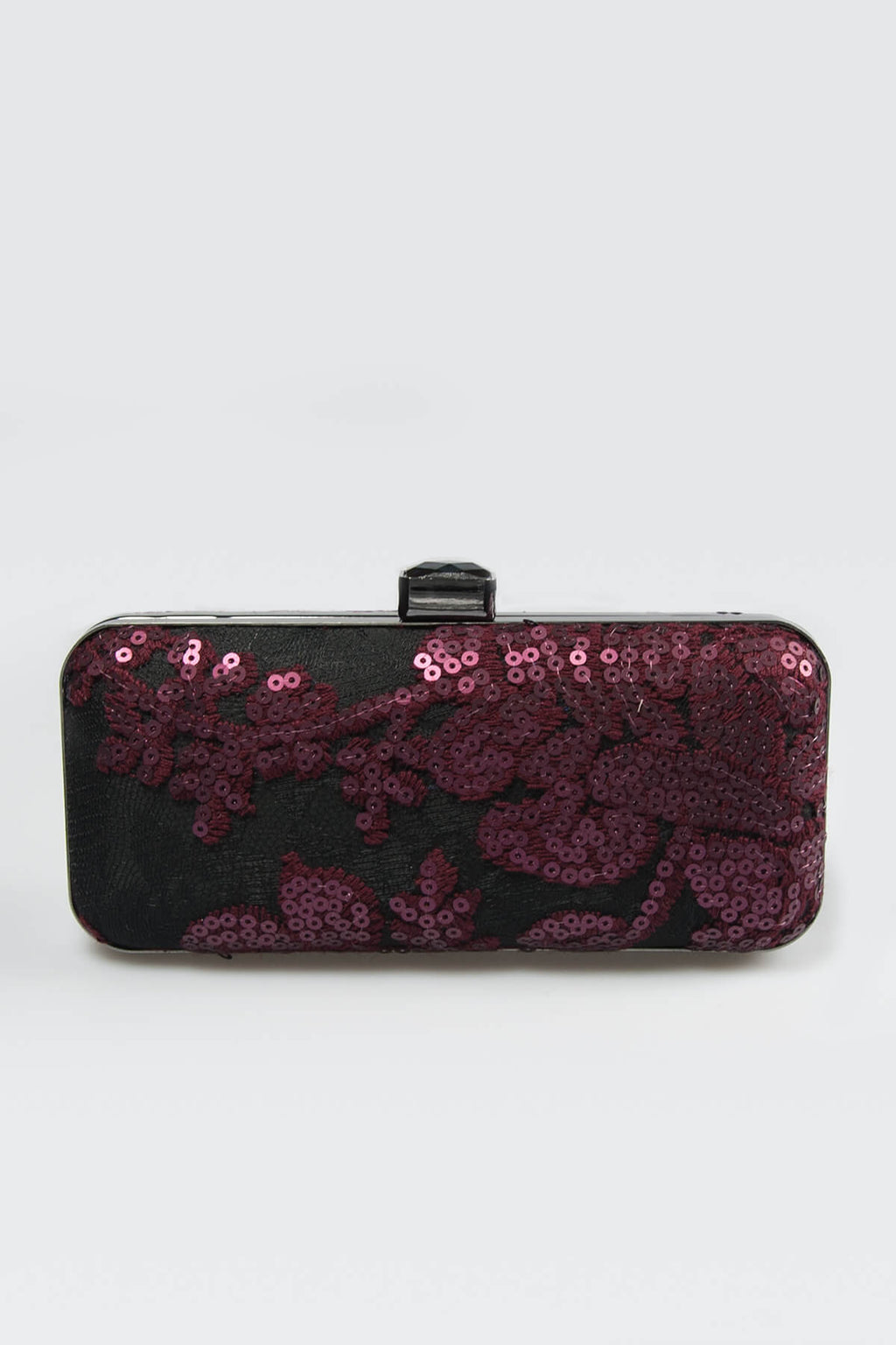 Sequin Embellished Box Clutch in Auburn