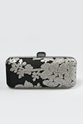 Sequin Embellished Box Clutch in Duchess Grey / Black