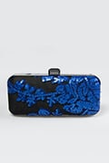 Sequin Embellished Box Clutch in Marina / Black
