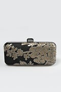 Sequin Embellished Box Clutch in Gold / Black