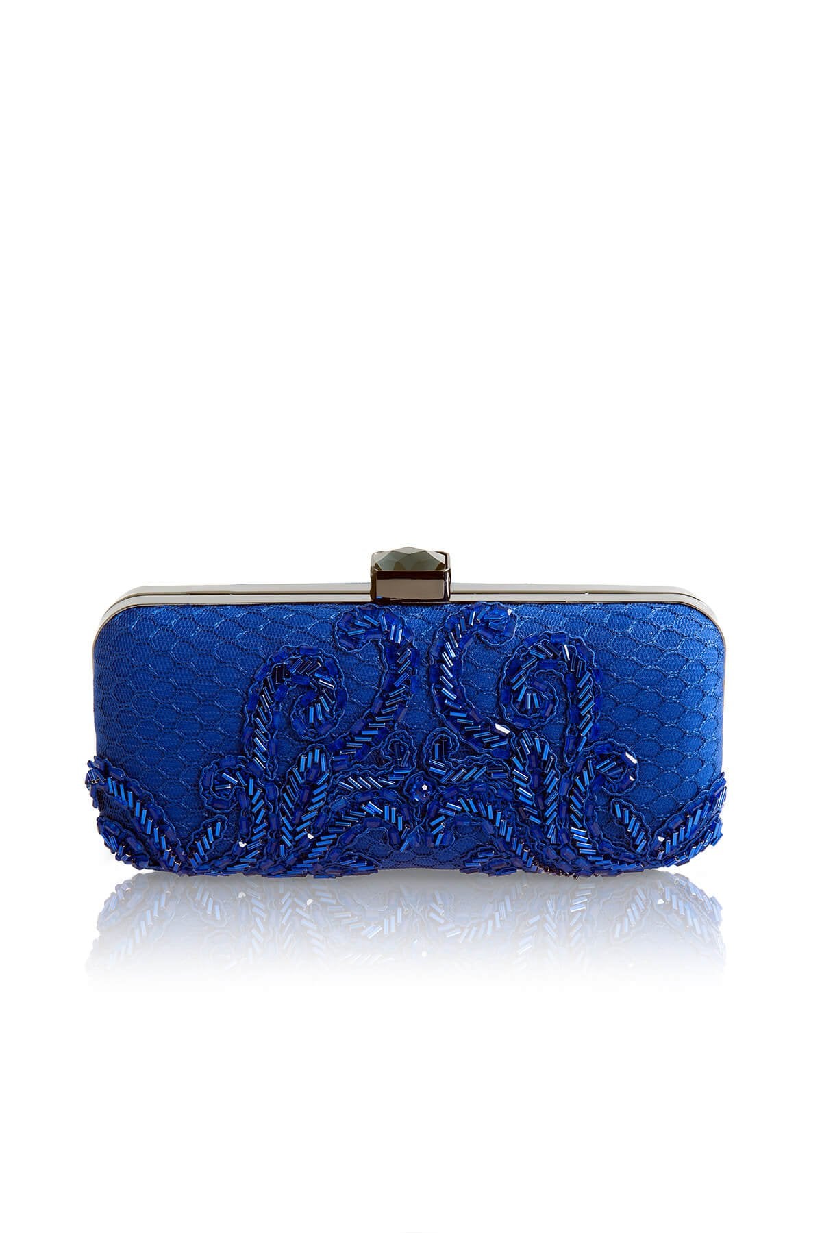 Hand Beaded Corded Embroidery Box Clutch