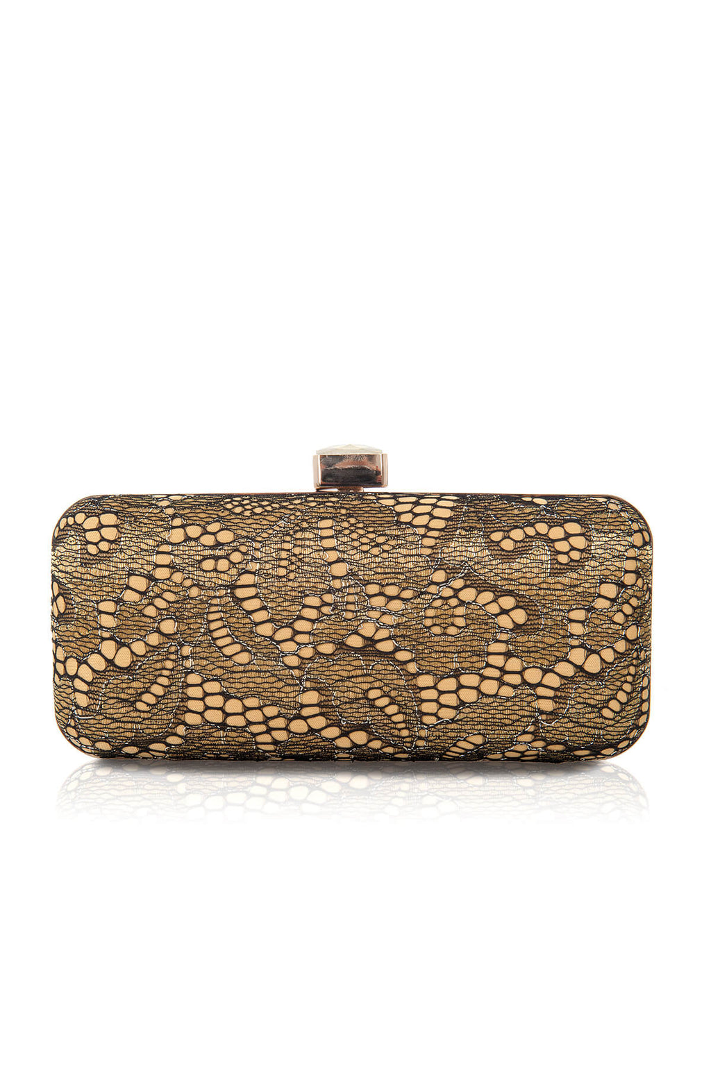 Metallic Lace Box Clutch
