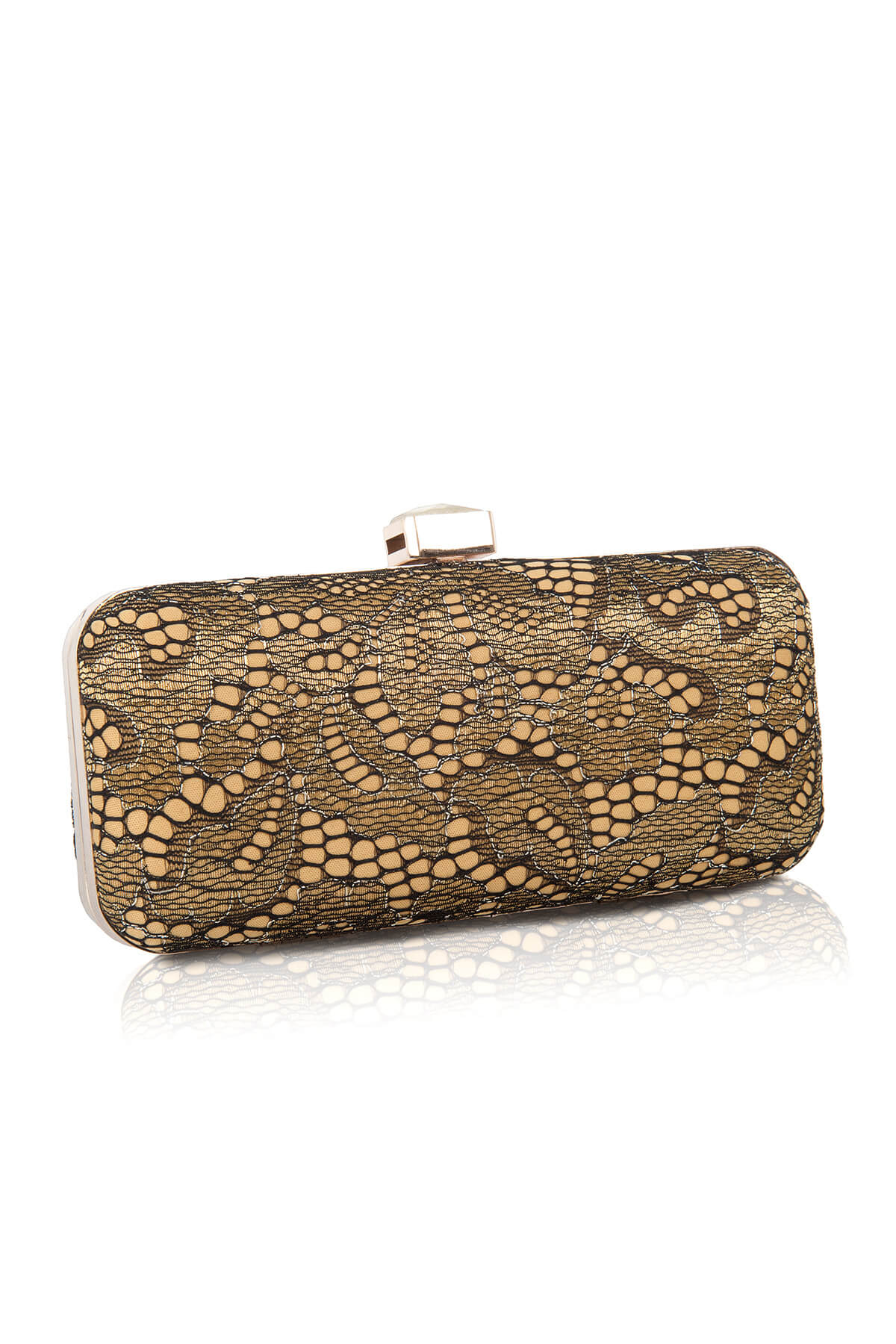 Metallic Lace Box Clutch