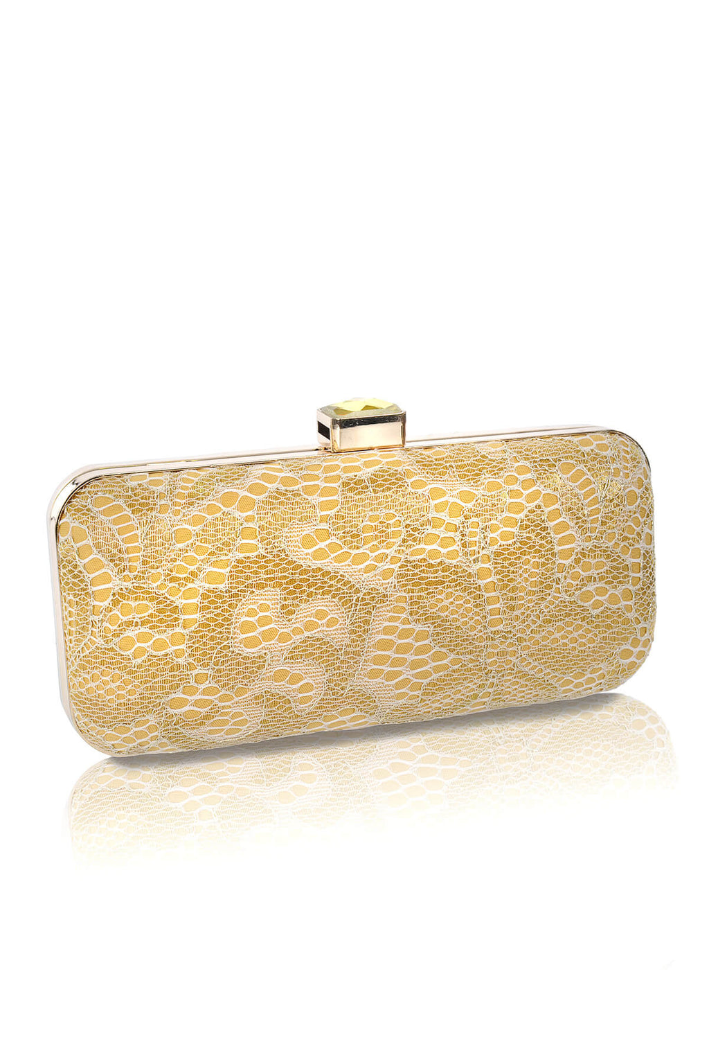 Metallic Lace Box Clutch