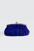 Pleated Washed Velvet Top-Frame Clutch in Jewel