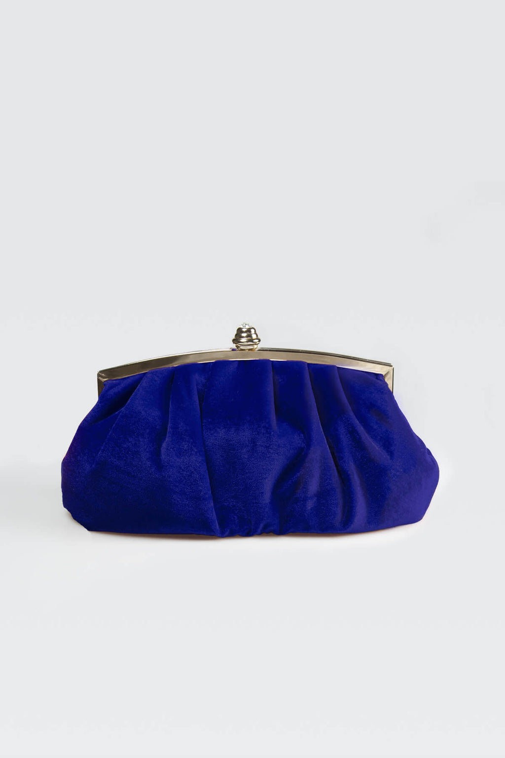 Pleated Washed Velvet Top-Frame Clutch in Jewel